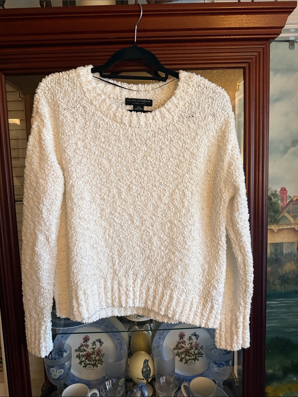 Cozy White Bouclé Crewneck Sweater